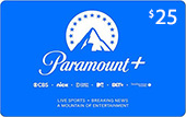 $25 Paramount+ gjafakort - fyrir Paramount+ USA